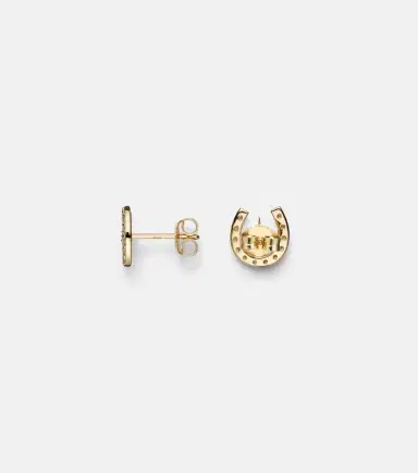 Sydney Evan Horseshoe Starburst 14kt gold stud earrings with diamonds | Thumbnail 5