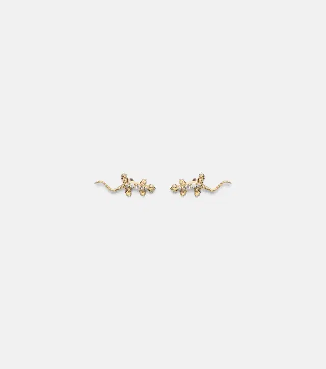 Lizard 14kt gold stud earrings with diamonds