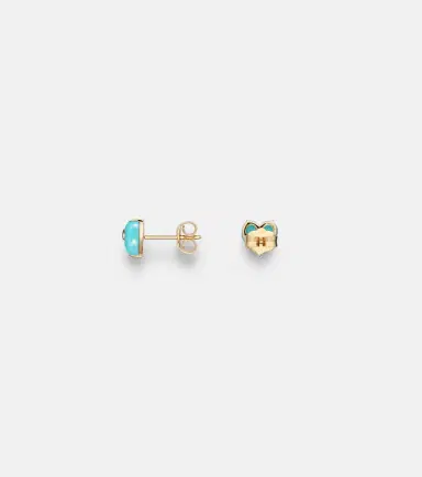 Sydney Evan 14kt gold stud earrings with diamonds and turquoises | Thumbnail 2 Sydney Evan 14kt gold stud earrings with diamonds and turquoises | Thumbnail 2