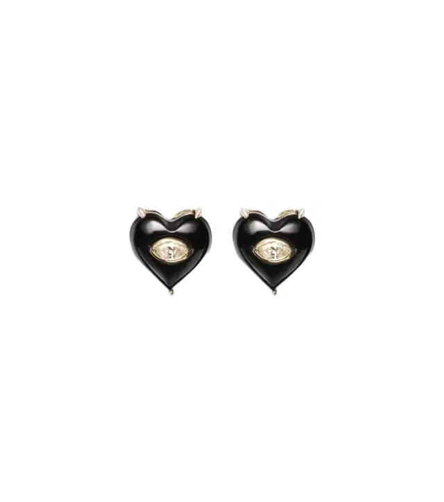 Sydney Evan 14kt gold earrings with diamonds and onyx