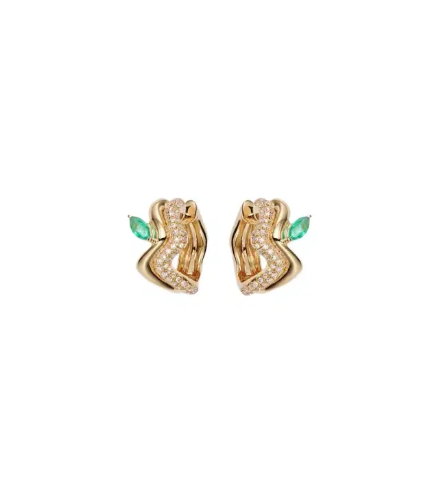 Shay Jewelry 18kt gold earrings with diamonds and emeralds
