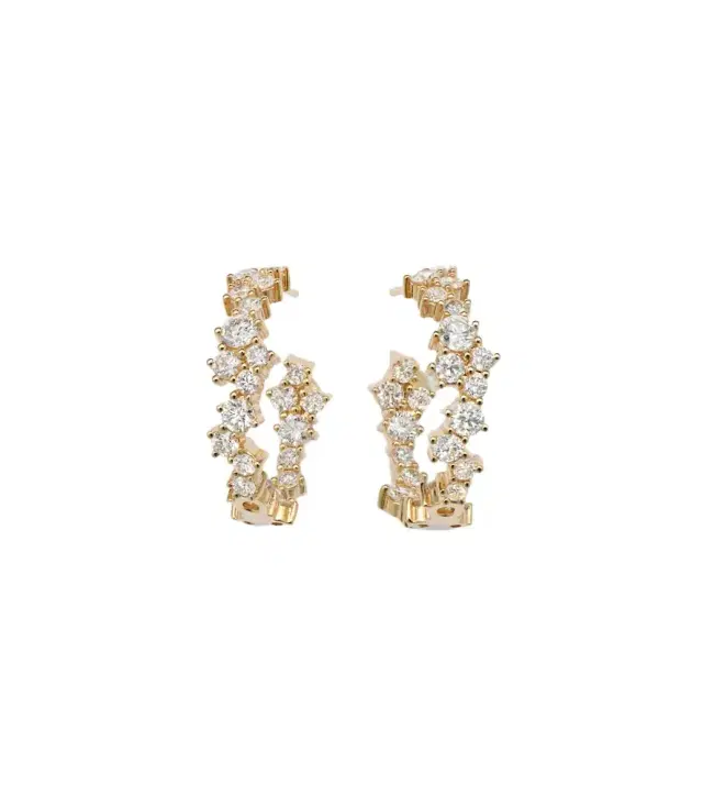 14kt gold hoop earrings with diamonds