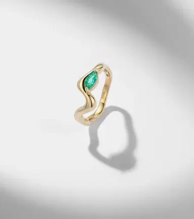 SHAY JEWELRY 18kt yellow gold ring with emeralds | Thumbnail 5