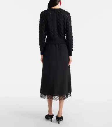 Simone Rocha Lace-trimmed crêpe de chine midi skirt | Thumbnail 4