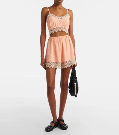 Simone Rocha Lace-trimmed crêpe de chine bra top | Thumbnail 4 Simone Rocha Lace-trimmed crêpe de chine bra top | Thumbnail 4