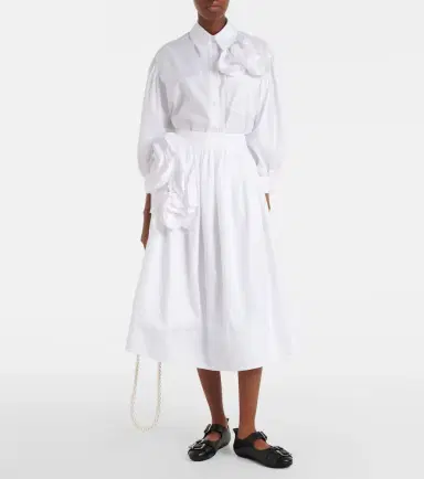 Simone Rocha Floral-appliqué cotton poplin midi skirt | Thumbnail 6