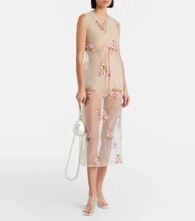 Simone Rocha Embroidered sheer organza midi dress | Thumbnail 3 Simone Rocha Embroidered sheer organza midi dress | Thumbnail 3