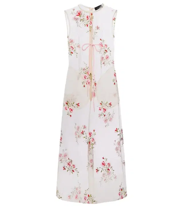 Embroidered sheer organza midi dress