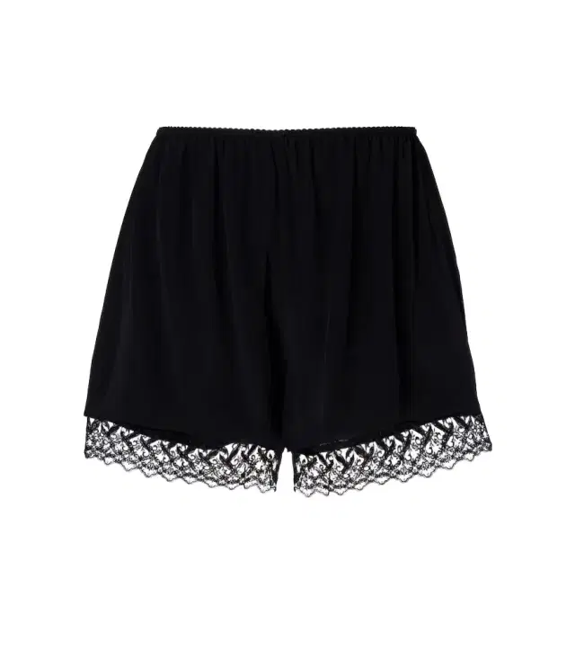 Lace-trimmed satin shorts