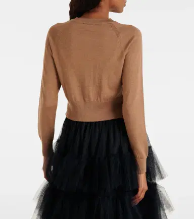 Simone Rocha Embellished cropped wool and silk cardigan | Thumbnail 2