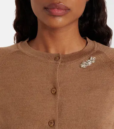 Simone Rocha Embellished cropped wool and silk cardigan | Thumbnail 4