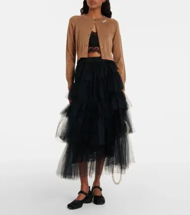 Simone Rocha Embellished cropped wool and silk cardigan | Thumbnail 6