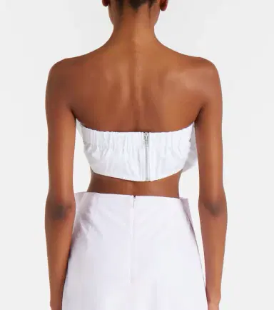 Simone Rocha Rosette cotton poplin bandeau top | Thumbnail 3