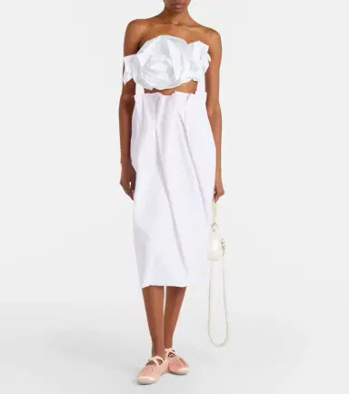 Simone Rocha Rosette cotton poplin bandeau top | Thumbnail 4