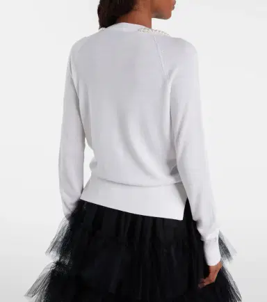 Simone Rocha Faux pearl-embellished wool and silk cardigan | Thumbnail 4