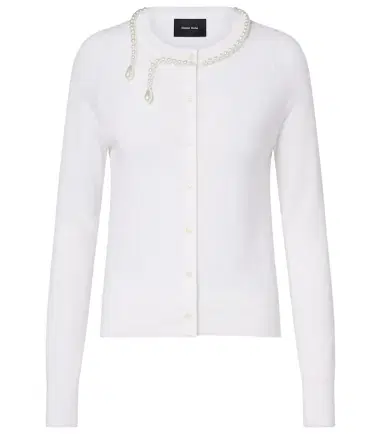 Simone Rocha Faux pearl-embellished wool and silk cardigan | Thumbnail 1