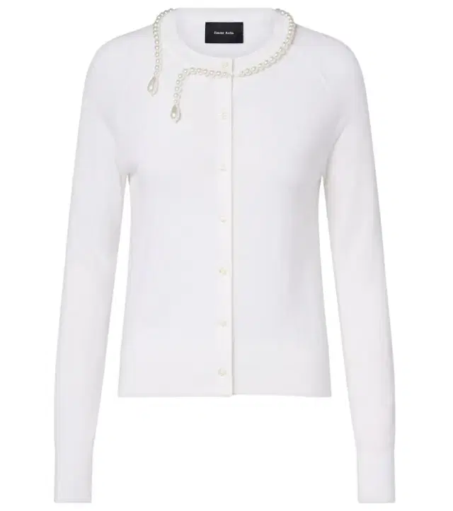 Simone Rocha Faux pearl-embellished wool and silk cardigan