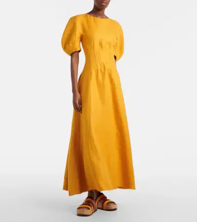 Gabriela Hearst Ranya puff-sleeve linen twill maxi dress | Thumbnail 4