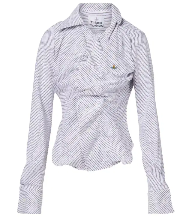 Striped cotton-blend poplin shirt