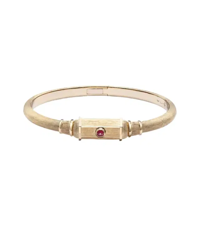 Baby 18kt gold locket bangle with ruby