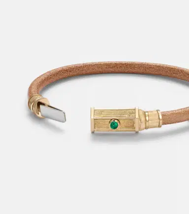 Marie Lichtenberg Lasso 18kt gold and leather bracelet with emeralds | Thumbnail 2