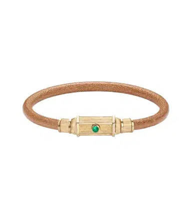 Marie Lichtenberg Lasso 18kt gold and leather bracelet with emeralds | Thumbnail 1