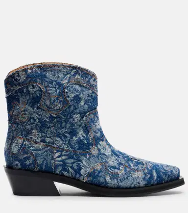 Ganni Low Shaft embroidered jacquard cowboy boots | Thumbnail 2