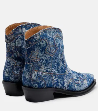 Ganni Low Shaft embroidered jacquard cowboy boots | Thumbnail 3
