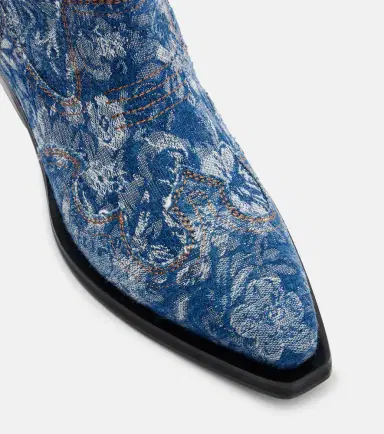Ganni Low Shaft embroidered jacquard cowboy boots | Thumbnail 4