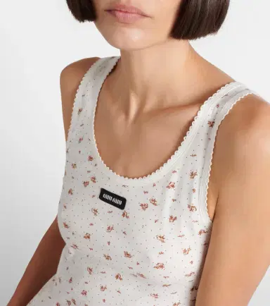 Miu Miu Floral cotton jersey tank top | Thumbnail 2