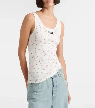 Miu Miu Floral cotton jersey tank top | Thumbnail 3