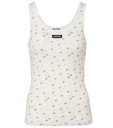 Miu Miu Floral cotton jersey tank top | Thumbnail 1