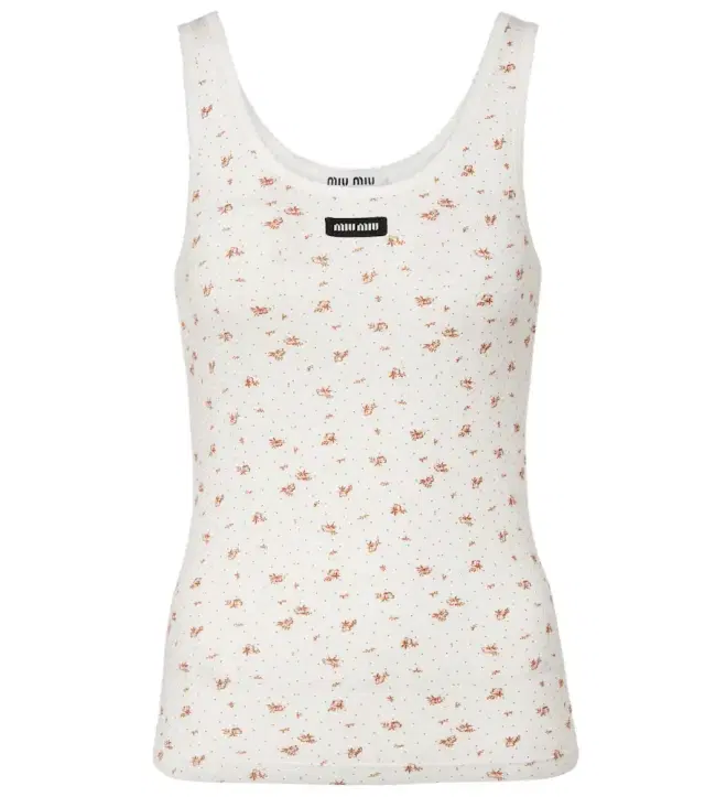 Floral cotton jersey tank top