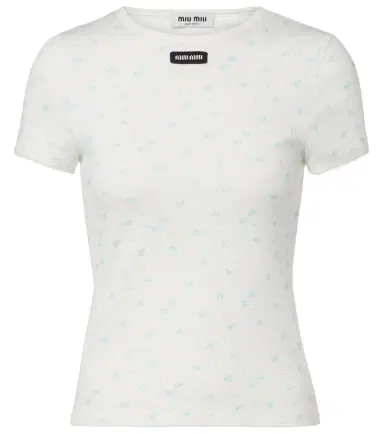 Miu Miu Floral cotton jersey T-shirt | Thumbnail 1