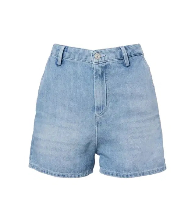 Cotton and linen denim shorts