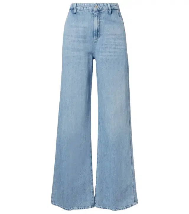 Cotton and linen wide-leg jeans