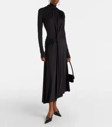 Victoria Beckham Gathered turtleneck midi dress | Thumbnail 4 Victoria Beckham Gathered turtleneck midi dress | Thumbnail 4