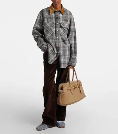 Miu Miu Adventure shearling-lined suede tote bag | Thumbnail 2 Miu Miu Adventure shearling-lined suede tote bag | Thumbnail 2