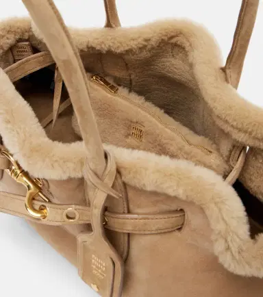 Miu Miu Adventure shearling-lined suede tote bag | Thumbnail 5 Miu Miu Adventure shearling-lined suede tote bag | Thumbnail 5