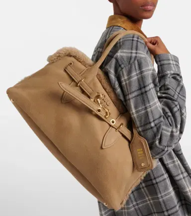 Miu Miu Adventure shearling-lined suede tote bag | Thumbnail 6 Miu Miu Adventure shearling-lined suede tote bag | Thumbnail 6