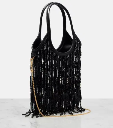 Miu Miu Ivy Medium embellished fringed satin shopper | Thumbnail 3