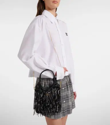 Miu Miu Ivy Medium embellished fringed satin shopper | Thumbnail 7