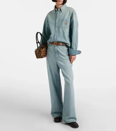 Miu Miu Chambray wide-leg jeans | Thumbnail 7