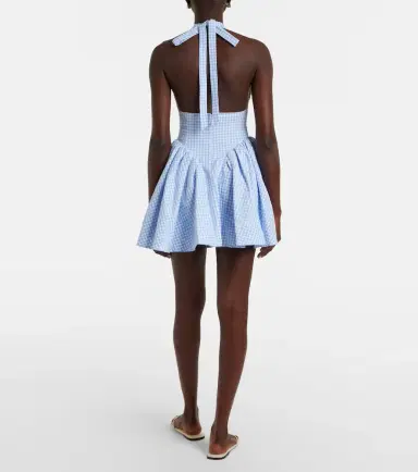 Bananhot Micaela gingham halterneck cotton minidress | Thumbnail 3
