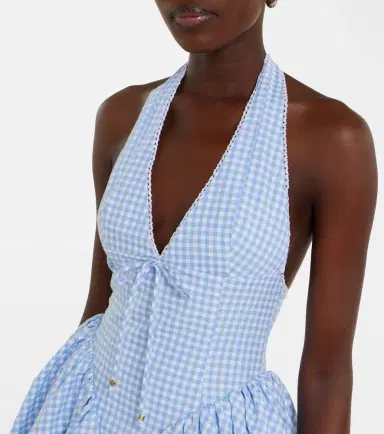 Bananhot Micaela gingham halterneck cotton minidress | Thumbnail 5