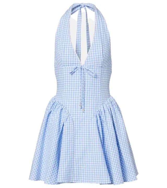 Bananhot Micaela gingham halterneck cotton minidress