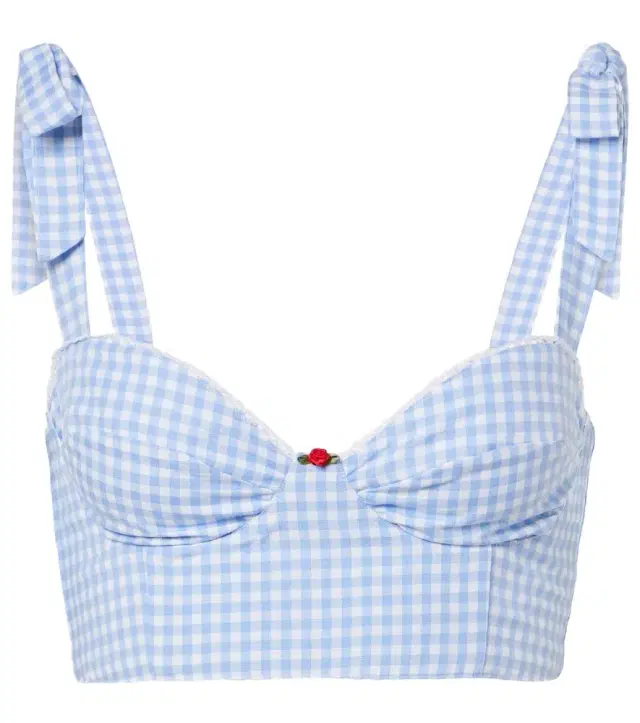 Bananhot Alba gingham cotton poplin crop top