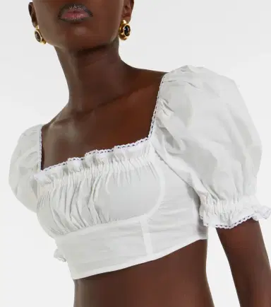 Bananhot Ligia ruffled cotton poplin crop top | Thumbnail 2 Bananhot Ligia ruffled cotton poplin crop top | Thumbnail 2