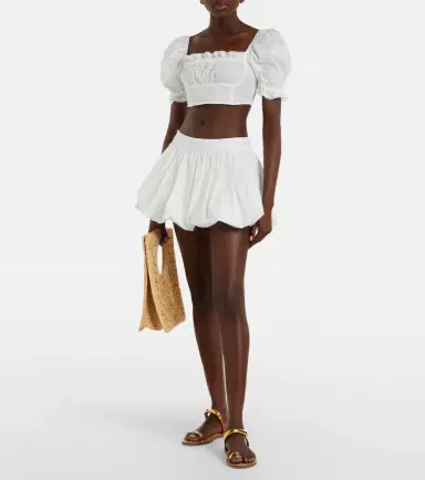 Bananhot Ligia ruffled cotton poplin crop top | Thumbnail 4 Bananhot Ligia ruffled cotton poplin crop top | Thumbnail 4