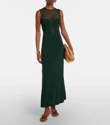 Eres Scene mesh-trimmed jersey maxi dress | Thumbnail 6 Eres Scene mesh-trimmed jersey maxi dress | Thumbnail 6